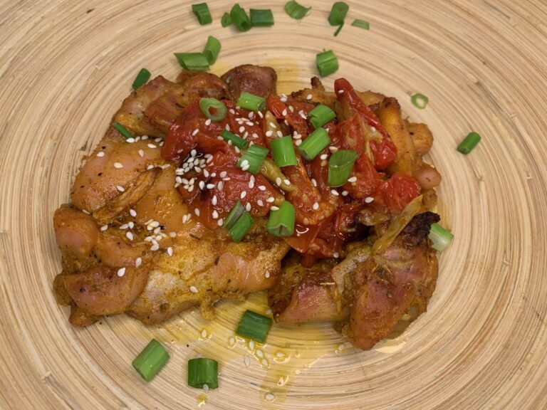 Baked Chicken with cherry tomatoes with a Filipino twist