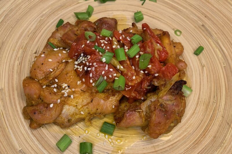 Baked Chicken with cherry tomatoes with a Filipino twist